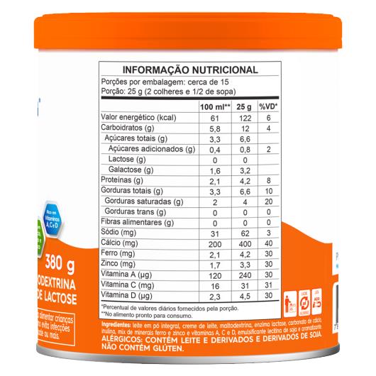 Composto Lácteo Zero Lactose Piracanjuba Lata 380g - Imagem em destaque