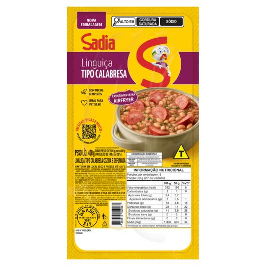 Linguiça Calabresa Cozida e Defumada Sadia 400g - Imagem em destaque