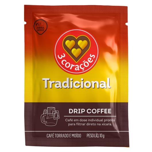 Café Drip Coffee Tradicional 3 Corações Sachê 10g - Imagem em destaque