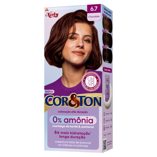 Kit Coloração Creme 6.7 Chocolate Niely Cor&Ton 0% Amônia - Imagem em destaque