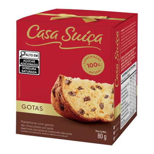 Panettone gotas de chocolate Casa Suíça 80g - Imagem em destaque