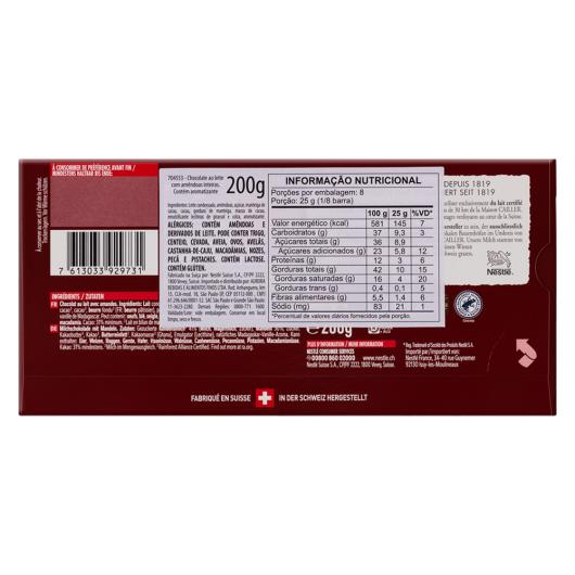 Chocolate suiço Cailler 200g - Imagem em destaque