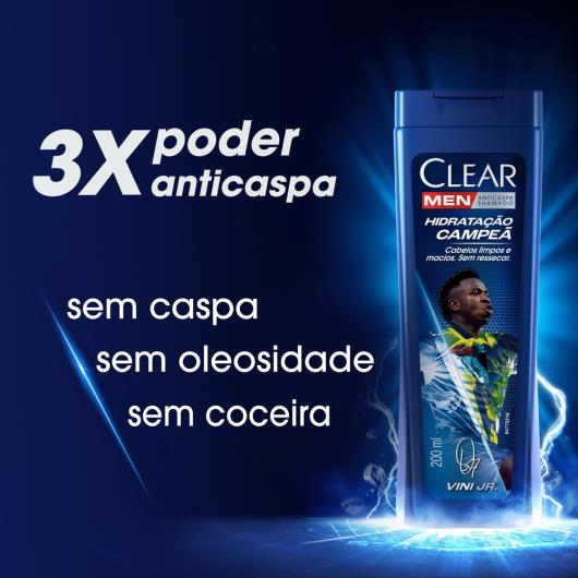Shampoo Anticaspa Hidratação Campeã Clear Men Vini Jr. Frasco 200ml - Imagem em destaque