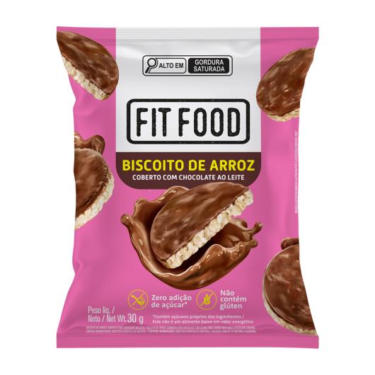 Biscoito de Arroz Cobertura Chocolate ao Leite Fit Food Pacote 30g - Imagem em destaque