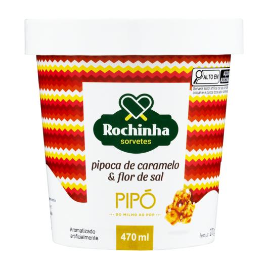 Sorvete Rochinha Pipó Pipoca de Caramelo & Flor de Sal Pote 470ml - Imagem em destaque