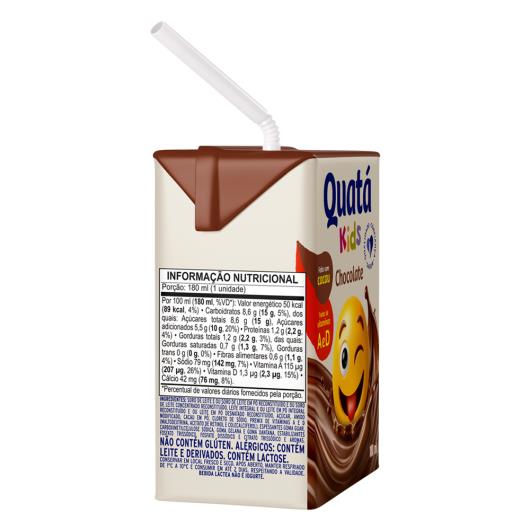 Bebida Láctea UHT Chocolate Quatá Kids Caixa 180ml - Imagem em destaque