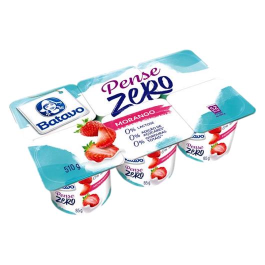 Iogurte Desnatado Batavo Pense Zero Morango Zero Lactose Bandeja 510g 6 Unidades - Imagem em destaque