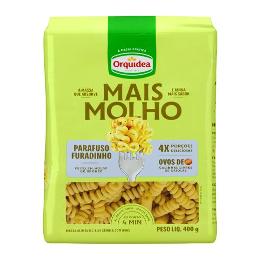 Macarrão de Sêmola Orquídea Mais Molho Parafuso Furadinho Pacote 400g - Imagem em destaque