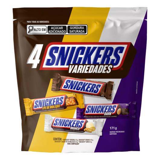 Chocolate Sortido Snickers Variedades Sachê 171g 4 Unidades - Imagem em destaque