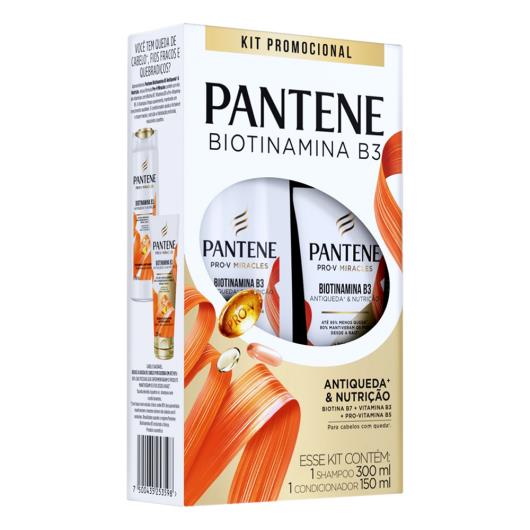 Kit Pantene Biotinamina B3 Antiqueda & Nutrição Shampoo 300ml + Condicionador Antiquebra 150ml - Imagem em destaque