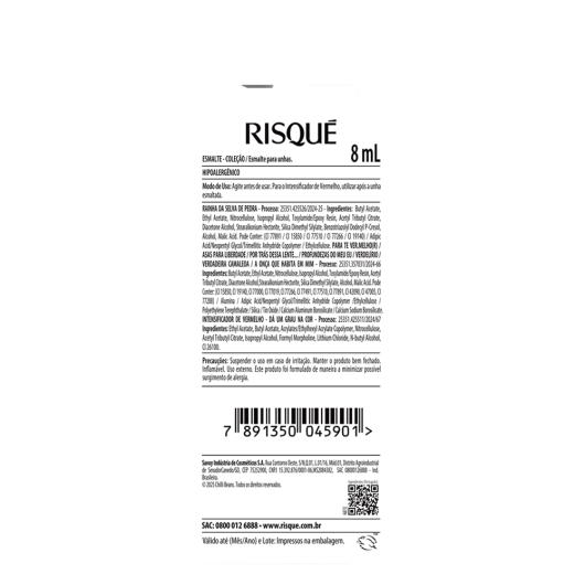 Esmalte Risqué Chilli Beans Asas para Liberdade Metálico Blister 8ml - Imagem em destaque