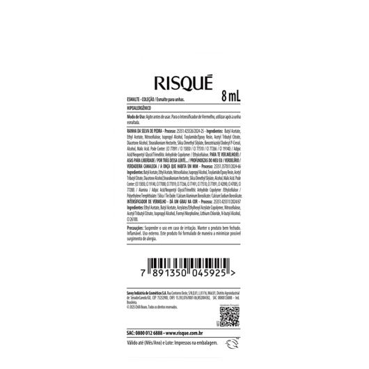 Esmalte Metálico Risqué Chilli Beans Por Trás Dessa Lente... Blister 8ml - Imagem em destaque