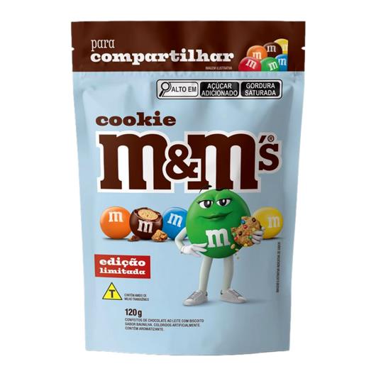 Confeito de Chocolate M&M's Cookie Pouch 120g - Imagem em destaque