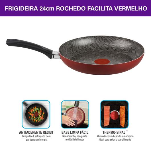 Frigideira Rochedo Facilita Vermelho Antiaderente Resist 24cm - Imagem em destaque