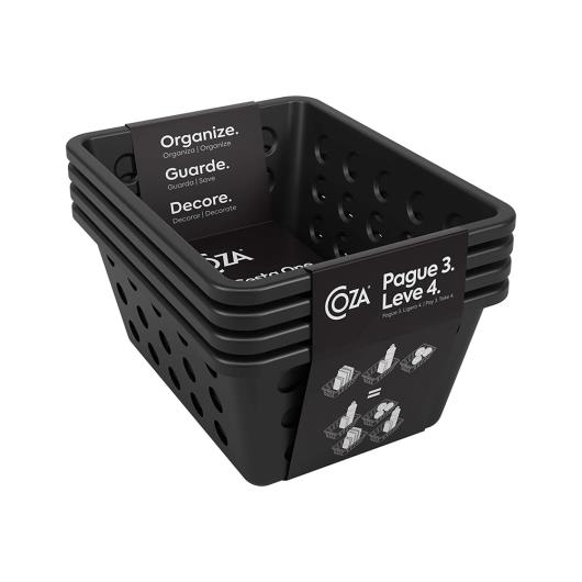 Kit Cestas Organizadoras Brinox Coza One Preto 1,5l Leve 4 Pague 3 - Imagem em destaque