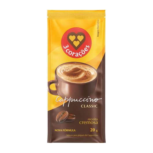 Cappuccino Solúvel Classic 3 Corações Sachê 20g - Imagem em destaque