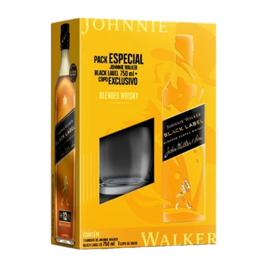 Kit Whisky Johnnie Walker Black Label + Copo Exclusivo 750ml - Imagem em destaque