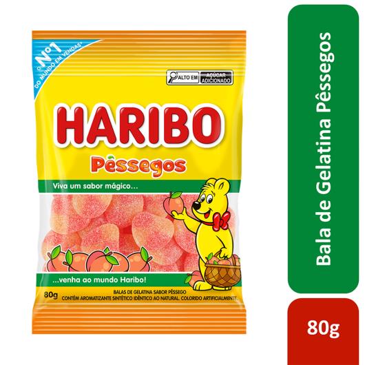 Bala de Gelatina Pêssego Haribo Pacote 80g - Imagem em destaque