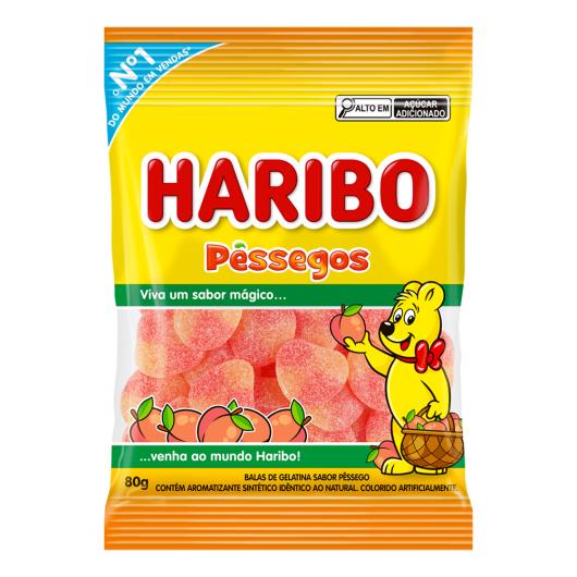 Bala de Gelatina Pêssego Haribo Pacote 80g - Imagem em destaque