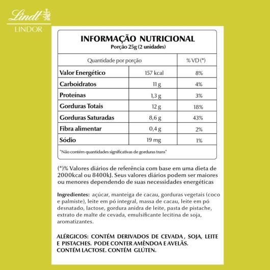 Bombons Chocolate Lindt Lindor Ao Leite com Pistache 200g 16 unidades - Imagem em destaque