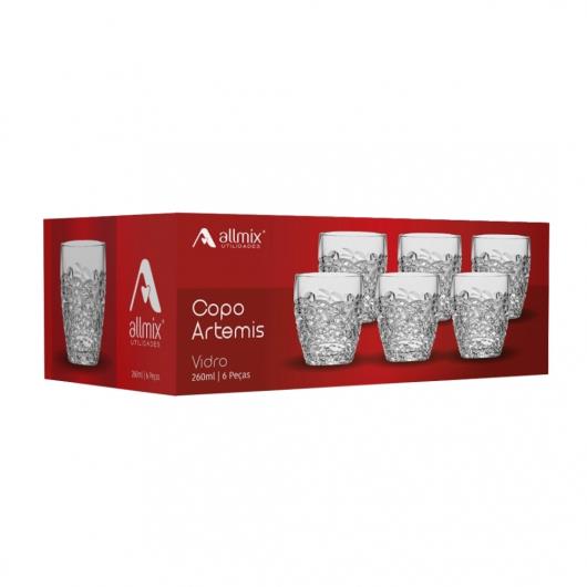 Copo de Vidro Allmix Artemis Rocks Vidro 6un 260ml - Imagem em destaque