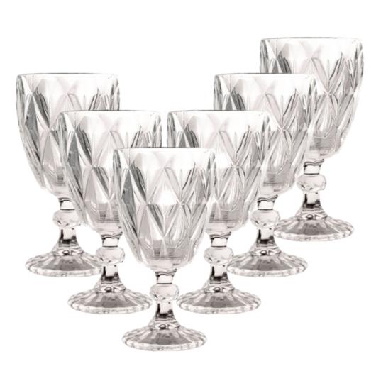 Taça Allmix Água Diamond Krystalmix Vidro 6un de 340ml cada - Imagem em destaque