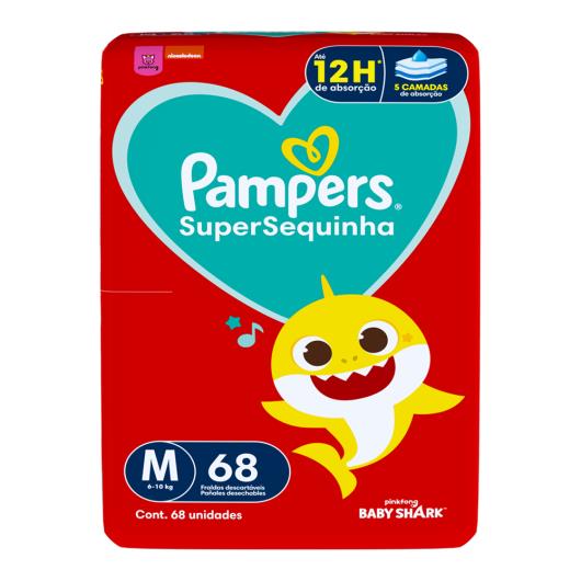 Fralda Descartável Infantil Pampers SuperSequinha M Pacote 68 Unidades - Imagem em destaque