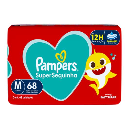 Fralda Descartável Infantil Pampers SuperSequinha M Pacote 68 Unidades - Imagem em destaque