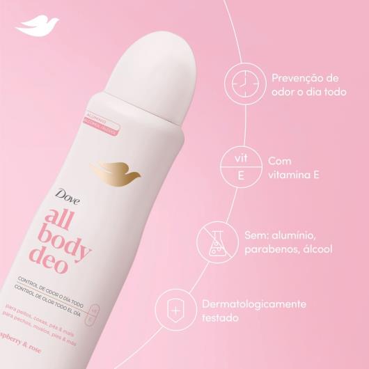 Desodorante Aerossol Raspberry & Rose Dove All Body Deo 150ml Spray - Imagem em destaque
