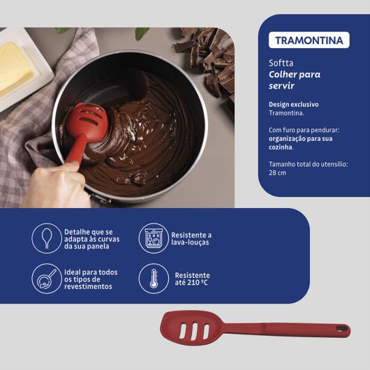 Colher para Servir Vazada Tramontina Softta de Silicone Vermelho un - Imagem em destaque
