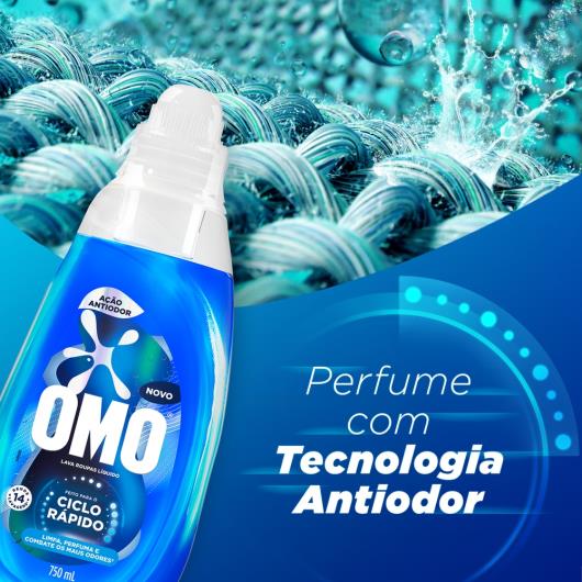 Lava-Roupas Líquido Omo Ciclo Rápido Ação Antiodor Frasco 750ml - Imagem em destaque