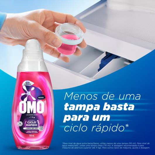 Lava-Roupas Líquido Omo Ciclo Rápido Ação Cuidado Frasco 750ml - Imagem em destaque