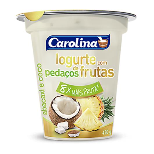 Iogurte Carolina Mais Frutas Abacaxi e Coco Pote 450g - Imagem em destaque