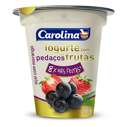 Iogurte Carolina Açaí e Morango com Pedaços de Fruta Pote 450g - Imagem em destaque