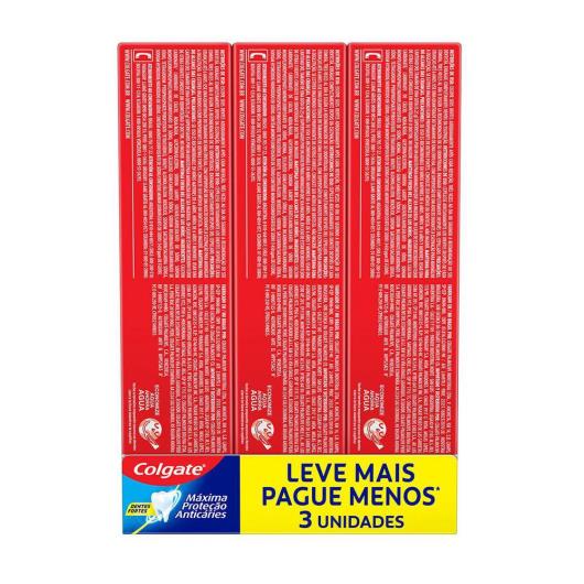 Pack Creme Dental Menta Refrescante Colgate Máxima Proteção Anticáries Caixa 3 Unidades 90g Cada Leve Mais Pague Menos - Imagem em destaque
