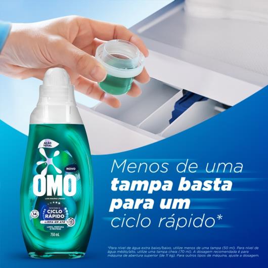 Lava-Roupas Líquido Omo Ciclo Rápido Ação Total Frasco 750ml - Imagem em destaque
