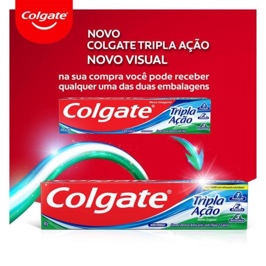 Pack Creme Dental Colgate Tripla Ação Menta Original 90g 3 unidades - Imagem em destaque