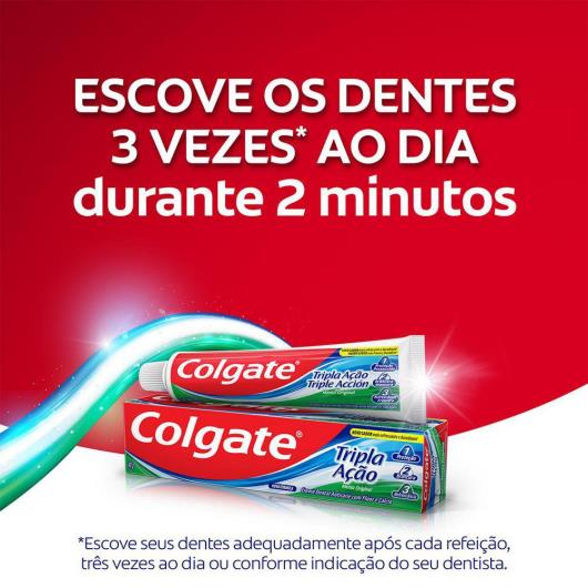 Pack Creme Dental Colgate Tripla Ação Menta Original 90g 3 unidades - Imagem em destaque