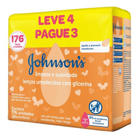 Pack Lenço Umedecido Johnson's Pacote 176 Folhas Leve 4 Unidades Pague 3 Unidades - Imagem em destaque