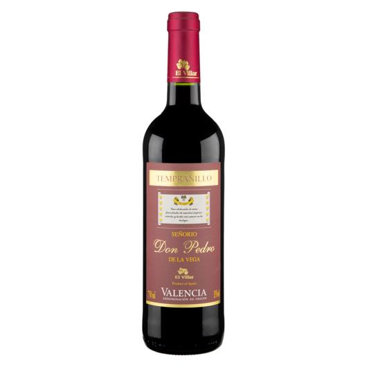 Vinho Espanhol Tinto Seco Señorio Don Pedro de La Vega Tempranillo Valencia Garrafa 750ml - Imagem em destaque