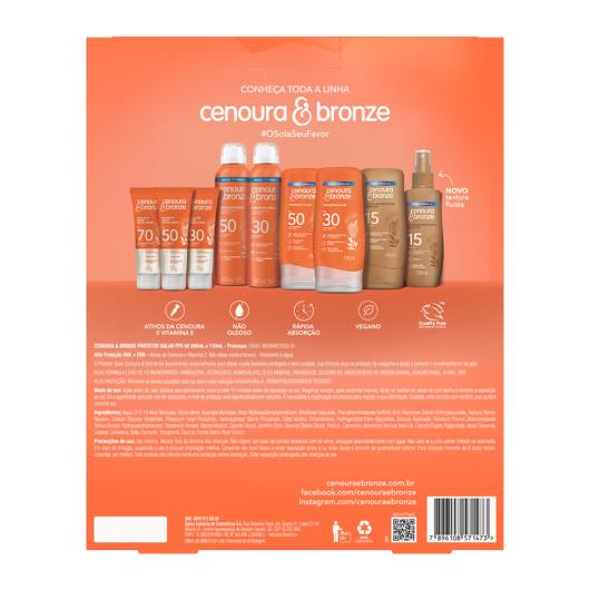 Kit Protetor Solar FPS 50 200ml + Protetor Solar FPS 50 110ml Cenoura & Bronze - Imagem em destaque