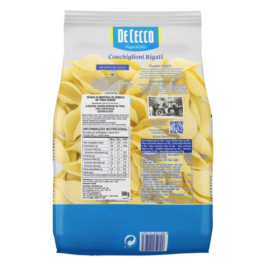 Macarrão Conchiglioni Rigati nº126 De Cecco Pacote 500g - Imagem em destaque