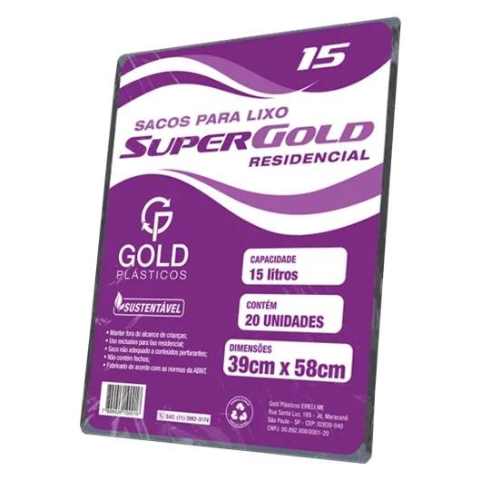 Saco de lixo super residencial 15 litros Gold 20 Unidades - Imagem em destaque