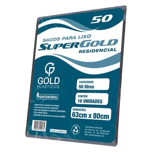 Saco de lixo super residencial 50 litros Gold 10 Unidades - Imagem em destaque