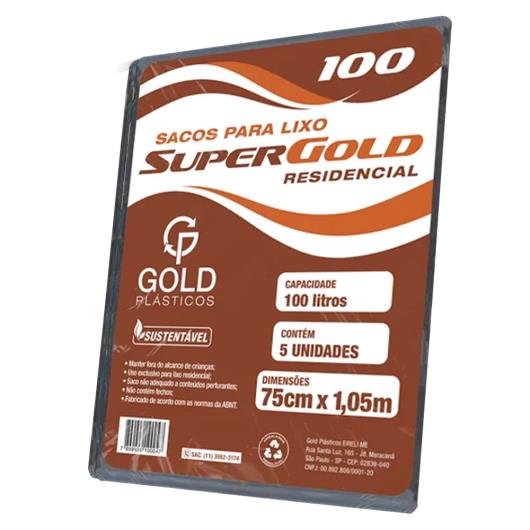 Saco de lixo super residencial 100 litros Gold 5 Unidades - Imagem em destaque