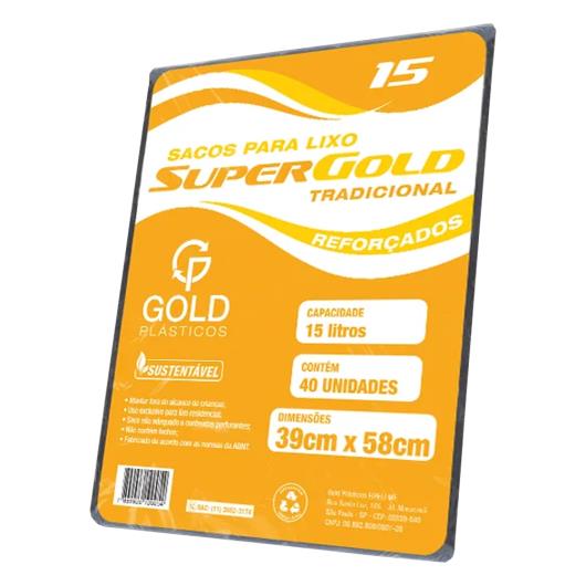 Saco de lixo tradicional preto 15 litros Gold 40 Unidades - Imagem em destaque