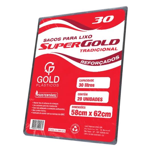 Saco de lixo tradicional preto 30 litros Gold 40 Unidades - Imagem em destaque