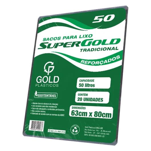 Saco de Lixo Tradicional Preto Super Gold 50l 20 Unidades - Imagem em destaque