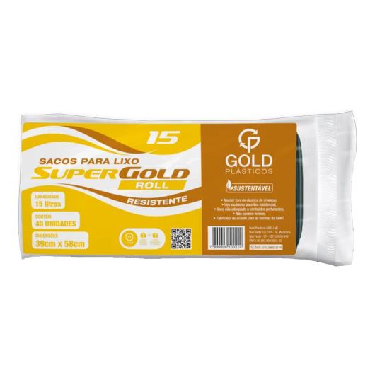 Saco de lixo super roll preto 15 litros Gold 40 Unidades - Imagem em destaque