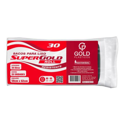 Saco de lixo super roll preto 30 litros Gold 20 Unidades - Imagem em destaque